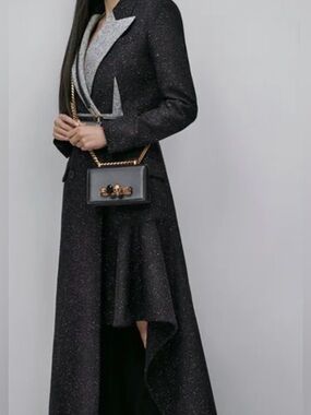 Alexander McQueen mini Black Leather Crossbody with Gold Skull and Jewel